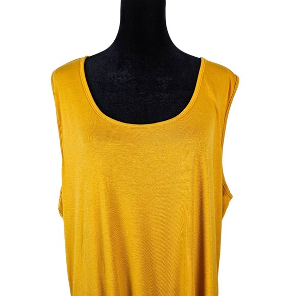 Womens Plus Size 3XL Mustard Yellow Sleeveless Cover Up Dress Fringe Hem Beach - Picture 5 of 9